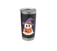 Cute Ghost Reading Book Halloween Witch Hat Bookworm Bicchiere termico in acciaio inox doppia parete
