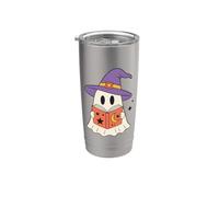 Cute Ghost Reading Book Halloween Witch Hat Bookworm Bicchiere termico in acciaio inox doppia parete