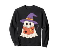 Cute Ghost Reading Book Halloween Witch Hat Bookworm Felpa