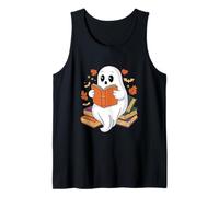 Cute Ghost Reading Books - Autunno Halloween Book Lover Design Canotta