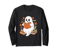 Cute Ghost Reading Books - Autunno Halloween Book Lover Design Maglia a Manica