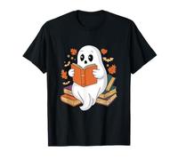 Cute Ghost Reading Books - Autunno Halloween Book Lover Design Maglietta