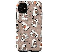 Cute Ghost Reading Books Retro Groovy Spooky Beige Pattern Custodia per iPhone 11