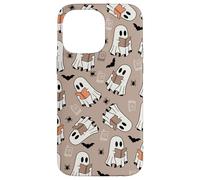 Cute Ghost Reading Books Retro Groovy Spooky Beige Pattern Custodia per iPhone 14 Pro Max