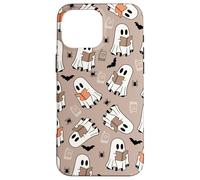 Cute Ghost Reading Books Retro Groovy Spooky Beige Pattern Custodia per iPhone 16 Pro Max