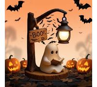 Cute Ghost Reading Lantern - Boo, 3D Ghost Reading Book Lamp, Resin Halloween Ghosts Lantern - Create Mysterious Atmosphere for Home, Book Lovers, Atmosphere Party (7.87'' *1)