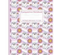 Cute Ghost Wide Ruled Notebook: Groovy Pink and Purple Lined Composition Book - Fun Retro Y2K Journal for Elementary, Middle School, and Everyday Notes
