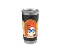 Cute Ghost With Binoculars Watching Halloween Spooky Season Bicchiere termico in acciaio inox doppia parete