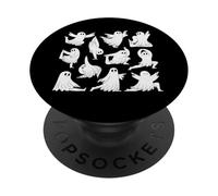 Cute Ghost Yoga Poses Halloween Themed Men Women Yogis PopSockets PopGrip Adesivo
