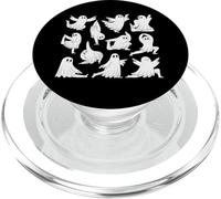 Cute Ghost Yoga Poses Halloween Themed Men Women Yogis PopSockets PopGrip per MagSafe