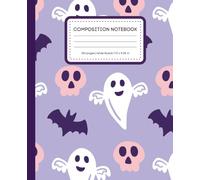 Cute Ghosts & Bats Halloween Themed Wide Ruled Composition Notebook: for Kids, School, Journaling, and Spooky Season Fun - 120 Pages - 7.5 x 9.25 in