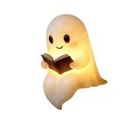 Cute Ghosts Reading Book Lamp - Light-Up Ghost Statues for Halloween, Desktop, and Living Room Decor, Perfect for Indoor and Holiday Accents