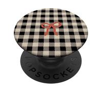 Cute Gingham Checkered Hearts Bows Stars Pattern PopSockets PopGrip Adesivo