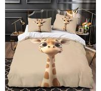 Cute Giraffa Coon Copripiumino 3 Pezzi stampa 3D ultra microfibra con federa Animated Children's Set Di Copripiumino cerniera traspirante morbido e comodo for bambini e adolescenti Double（200x200cm）