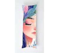 Cute Girl Body Pillow Cover 20x53 Inch, Durable Velvet pillow Case Plants, Long body Pillow case cover Soft Breathable, Decorative Bolster Pillowcase for Hotel Couch Bedroom