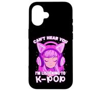 Cute Girl Graphic Tee Can't Hear You I'm Listening to Kpop Custodia per iPhone 16