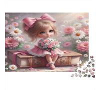 Cute Girl with Bow Puzzle Giochi 1000 Pezzi Regalo Per Amore E Amico Arte Interesting Puzzle Adulti Foto 52x38cm/1000pcs