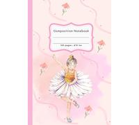 Cute girl with pink flower water color composition notebook: Ideal paperback for adults, teens and kids ,use in school , college , do homework , take ... or others ,wide ruled 6x9 inc.,100 pages