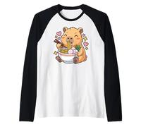 Cute Girls Capybara Ramen Kawaii Tea Kawaii Capy Lover Maglia con Maniche Raglan