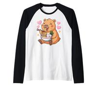 Cute Girls Capybara Ramen Kawaii Tea Kawaii Capy Lover Maglia con Maniche Raglan