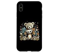 Cute Girls Teddy Bear and Ted Friend Floral Cottagecore Custodia per iPhone XS Max