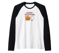 Cute Girly Halloween| Zucca Pastello e Fantasma Design Maglia con Maniche Raglan