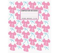Cute Girly Pastel Pink & Blue Bows Coquette Composition Notebook: Wide Ruled Aesthetic Cool Design; Preppy Lover Stuff; School Notebook for Girls, Kids, Teens, Students; Perfect Gift for Girl