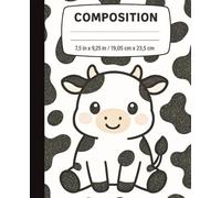 Cute Glitter Cow Cartoon Composition Notebook Wide Ruled: Motivational Quotes on Every Page - Glitter Animal Print Design, 7.5 x 9.25 for School, ... Teens, and Farm Animal Lovers or as a GIFT