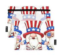 Cute Gnomes USA - Raccoglitore a 3 anelli, con cerniera, per scuola, scuola, trasparente, 24,9 x 18 cm, confezione da 2