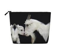 Cute Goat Baby con stampa madre trucco borsa da viaggio Toiletry Bag,Travel Makeup Bag,Portable Women Makeup Organizer Case, Nero , Taglia unica