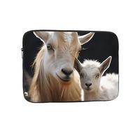 Cute Goat Baby with Mother Laptop Case 12 pollici, TSA Custodia per laptop antiurto Custodia protettiva per notebook resistente all'acqua Custodia per il trasporto del computer Valigetta Borse da uomo