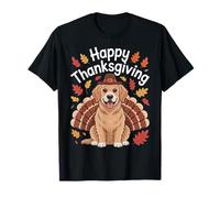 Cute Golden Retriever Dog Happy Thanksgiving Funny Maglietta