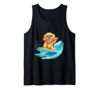 Cute Golden Retriever Dog Surfing Lei collana occhiali da sole Canotta