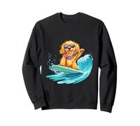 Cute Golden Retriever Dog Surfing Lei collana occhiali da sole Felpa