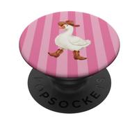 Cute Goose Preppy Western Cowboy Hat & Boots Strisce Rosa PopSockets PopGrip Adesivo