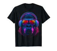 Cute Gorilla Cuffia Occhiali da Sole Art Maglietta