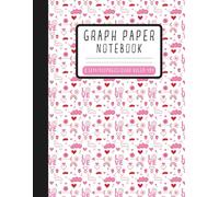 Cute Graph Paper Notebook for Girls 4x4 Quad Ruled 8.5 x 11 Composition Book 100 Pages Pink Heart School Notebook for Math, Notes & Journaling