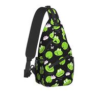 Cute Green Frogs Sling Bag per donna Uomo, Animal Print Crossbody Borse a tracolla Casual Sling Backpack Chest Bag Viaggio Escursionismo Daypack per esterno