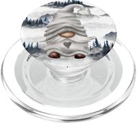 Cute Grey Gnome Pine Trees In Fog For Hiking Camping Gnomie PopSockets PopGrip per MagSafe