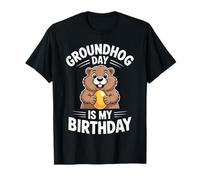 Cute Groundhog Day Is My Birthday Funny Groundhog Kids Maglietta