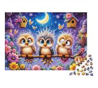 Cute gufo notte giardino Rompicapo 1000 Pezzi In Stampa Ad Alta Definizione, Un Set Di Puzzle A Rompicapo Per Disintossicazione Digitale, Ideale Per Tempo Libero, Serata Giochi 38x26cm/1000pcs