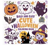 Cute Halloween: Bold-Easy Coloring Book for Kids & Adults Cute Spooky Theme Stress-Relief