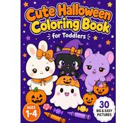 Cute Halloween Coloring Book: 30 Big and Easy Kawaii Illustrations for Kids Ages 1-4 | Pumpkins, Ghosts, Black Cats and Trick-or-Treat Fun