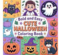Cute Halloween Coloring Book for Kids Ages 4-8 and Adults: 50 Fun Pages with Pumpkins, Ghosts, Witches, Cats, Bats, Candy & Friendly Spooky Scenes for Fall Holiday Coloring Fun (8.5x8.5”)