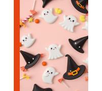 Cute Halloween composition notebook: Spooky ghost, witch hats and candy| Fun scary season Journal for kids,teens and adults