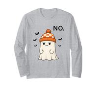 Cute Halloween Ghost Saying No Funny Halloween, Fall Maglia a Manica