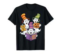 Cute Halloween Ghosts Book Pumpkin Teacher Story Time Maglietta