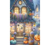 Cute Halloween Notebook: College Ruled Lined | 6 x 9 Paperback Matte Cover | Pumpkins, Friendly Ghosts & Cozy Halloween Village | 120 Pages for Writing, School & Journaling