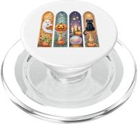 Cute Halloween Paint Stroke Design Ghosts Pumpkin Black Cat PopSockets PopGrip per MagSafe