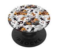 Cute Halloween Truck Decor Spooky Boo Witchy Pumpkin Pattern PopSockets PopGrip Adesivo